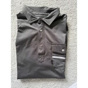 Travis Mathew Mens Knit Polo Shirt Top Pocket Dark Gray Mens Large